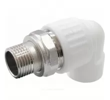 Угольник PP-R комбинированный разъемный белый Дн 20х3/4" НР для радиатора VALFEX 10238112