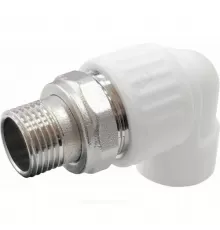 Угольник PP-R комбинированный разъемный белый Дн 20х1/2" НР для радиатора VALFEX 10238012