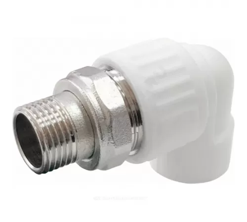 Угольник PP-R комбинированный разъемный белый Дн 20х3/4" НР для радиатора VALFEX 10238112