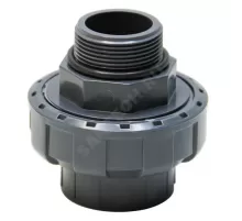 Муфта ПВХ разъемная Дн 50х1 1/2" серая НР под клеевое соединение Aquaviva BMG50112