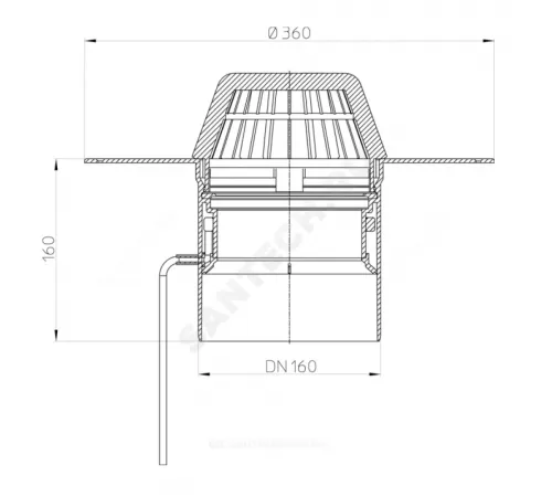 Воронка кровельная HL62.1P с вертикальным выпуском PP Дн 160 с листвоуловителем, электрообогревом, теплоизоляцией HL HL62.1P/5
