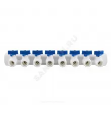 Коллектор PP-R синий Дн 40х20 на 8 выходов с кранами VALFEX 111134008
