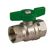 Кран шаровой DADO латунь никель R951W Ду 20 Ру42 ВР полнопроходной бабочка зеленая Giacomini R951WX004