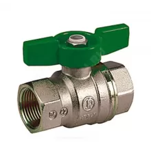 Кран шаровой DADO латунь никель R951W Ду 15 Ру42 ВР полнопроходной бабочка зеленая Giacomini R951WX003