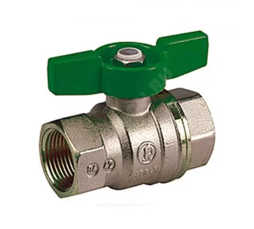 Кран шаровой DADO латунь никель R951W Ду 20 Ру42 ВР полнопроходной бабочка зеленая Giacomini R951WX004