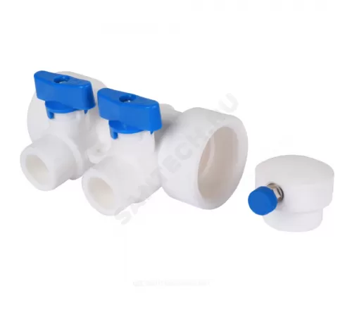 Коллектор PP-R синий Дн 40х20 на 2 выхода с кранами VALFEX 111134002