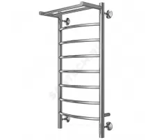 Полотенцесушитель электрический нерж сталь Лесенка с полочкой 115 Вт 400х850мм 8П со встроенным диммером справа Классик Терминус 4670078531407