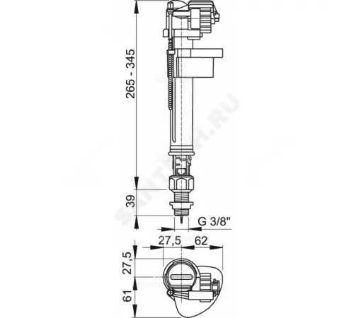 Арматура для бачка наливная 3/8" нижнее подключение Alca Plast A18-3/8"