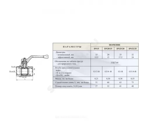 Кран шаровой латунь газ 11б27п6 Ду 15 Ру16 ВР рычаг Цветлит ZW10048