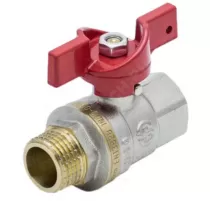 Кран шаровой латунь никель 1004 Euro Ду 20 Ру30 ВР/НР полнопроходной бабочка красная Aquasfera 1004-02 .