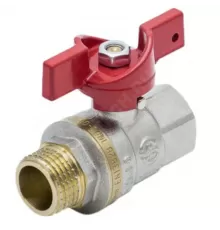 Кран шаровой латунь никель 1004 Euro Ду 15 Ру40 ВР/НР полнопроходной бабочка красная Aquasfera 1004-01 .