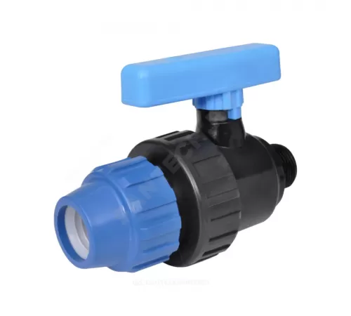 Кран шаровой компрессионный Дн 20х1/2" НР Ру10 RTP (РосТурПласт) 17449