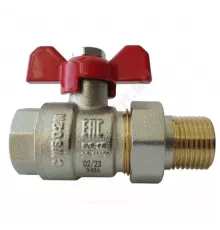 Кран шаровой латунь BVR-FR Ду 25 Ру40 ВР/"американка" полнопроходной бабочка красная Ридан 065B8305RG