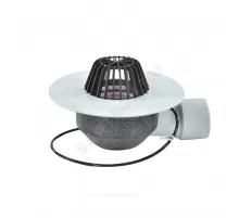 Воронка кровельная с горизонтальным выпуском ПВХ Дн 75/110 с ПВХ-фланцем и электрообогревом HL HL64.1P