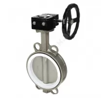 Затвор дисковый поворотный сталь нержавеющая Ду 250 Ру16 межфл с редуктором диск нерж манжета PTFE Benarmo