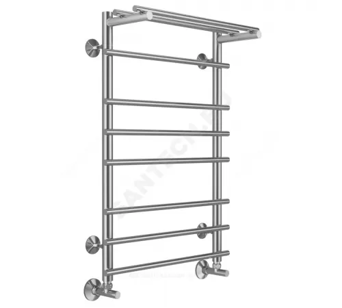 Полотенцесушитель водяной нерж сталь Лесенка (1/2") ВР с полочкой 500х800мм 8П нижнее подключение Ватра Терминус 4670078529503