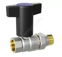 Кран шаровой латунь никель Pride Ду 15 Ру40 ВР/"американка" с Т-рукояткой синей аналог 11б27п1 LD 47.348.15 B