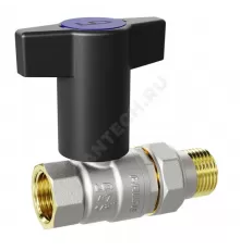 Кран шаровой латунь никель Pride Ду 15 Ру40 ВР/"американка" с Т-рукояткой синей аналог 11б27п1 LD 47.348.15 B