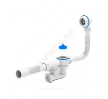 Слив-перелив для ванны регулируемый с пробкой 1 1/2"x40 с гофрой 40х50 выпуск с пластиковой решёткой D=70мм Варяг АНИ Пласт C6255