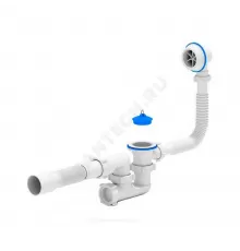 Слив-перелив для ванны регулируемый с пробкой 1 1/2"x40 с гофрой 40х50 выпуск с пластиковой решёткой D=70мм Варяг АНИ Пласт C6255