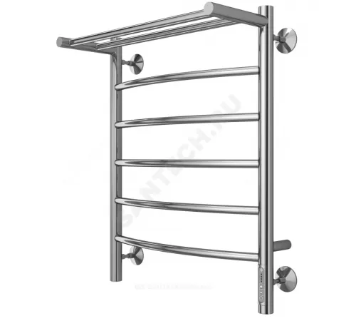 Полотенцесушитель электрический нерж сталь Лесенка с полочкой 100 Вт 500х650мм 6П со встроенным диммером справа Классик Терминус 4670078531391