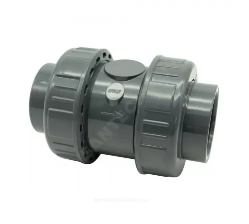 Клапан ПВХ обратный Дн 63 Ру16 серый напорная под клеевое соединение Aquaviva SHV063