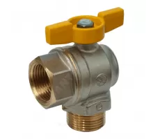 Кран шаровой латунь никель угловой газ R780 Ду 15 Ру5 ВР/НР полнопроходной бабочка Giacomini R780GBX003