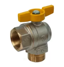 Кран шаровой латунь никель угловой газ R780 Ду 15 Ру5 ВР/НР полнопроходной бабочка Giacomini R780GBX003