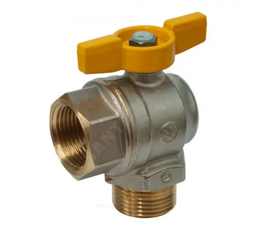 Кран шаровой латунь никель угловой газ R780 Ду 20 Ру5 ВР/НР полнопроходной бабочка Giacomini R780GBX004