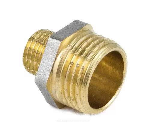 Ниппель латунь никель переходной Ду 15х8 (1/2"х1/4") НР 9023 ГОСТ 32585-2013 Aquasfera 9023-01