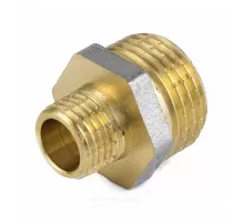 Ниппель латунь никель переходной Ду 15х8 (1/2"х1/4") НР 9023 ГОСТ 32585-2013 Aquasfera 9023-01