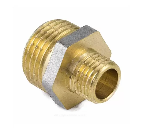 Ниппель латунь никель переходной Ду 15х8 (1/2"х1/4") НР 9023 ГОСТ 32585-2013 Aquasfera 9023-01