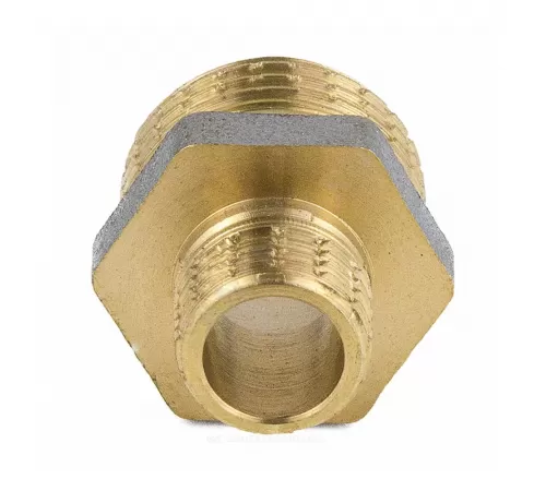 Ниппель латунь никель переходной Ду 15х8 (1/2"х1/4") НР 9023 ГОСТ 32585-2013 Aquasfera 9023-01