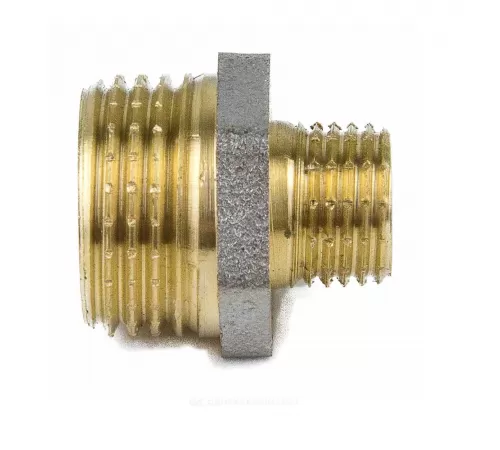 Ниппель латунь никель переходной Ду 15х8 (1/2"х1/4") НР 9023 ГОСТ 32585-2013 Aquasfera 9023-01