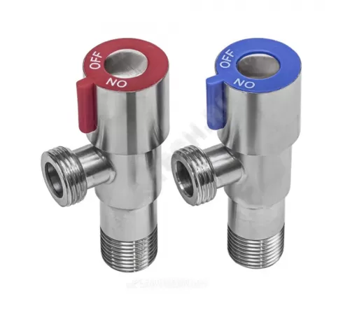 Комплект кранов бытовых угловых G1/2" Ру10 НР флажок керамическая кран-букса с отражателем RM-L ATS-1212-2