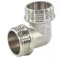 Угольник латунь никель реборда Ду 15 (1/2") НР/НР SantechSystems