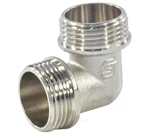 Угольник латунь никель реборда Ду 15 (1/2") НР/НР SantechSystems