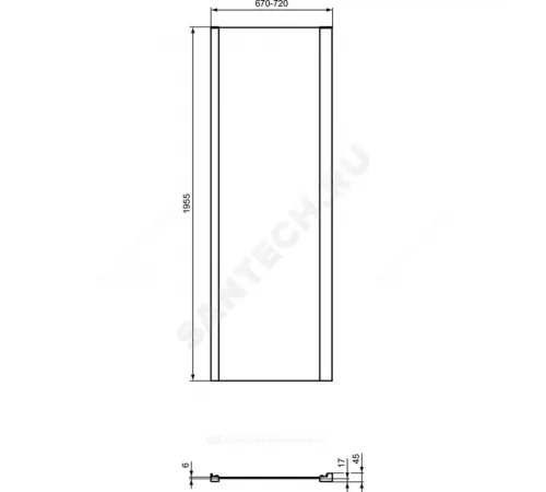Стенка душевая CONNECT 2 боковая 700х1950мм Ideal Standard K9297V3