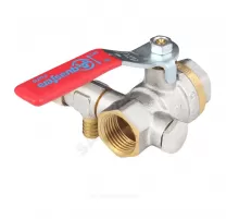 Кран шаровой латунь со спускником 1012 Euro никель Ду 15 Ру40 ВР 1/2" рычаг красный полнопроходной Aquasfera 1012-01