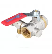 Кран шаровой латунь со спускником 1012 Euro никель Ду 15 Ру40 ВР 1/2" рычаг красный полнопроходной Aquasfera 1012-01