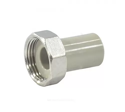 Штуцер PP-R комбинированный серый Дн 25х1" с накидной гайкой VALFEX 10135025Г