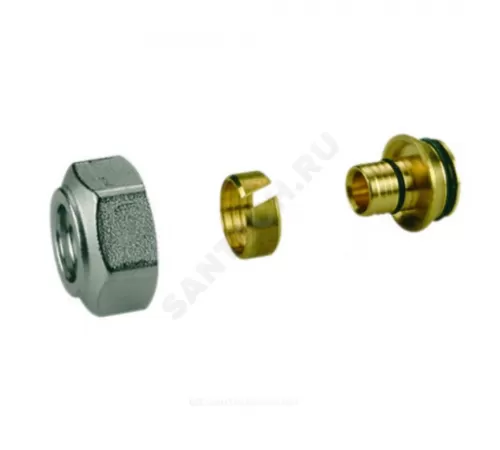 Переходник для МП/PE-X труб латунь обжим Дн 16х2,2х1/2" под конус с накидной гайкой R179E Giacomini R179EY056