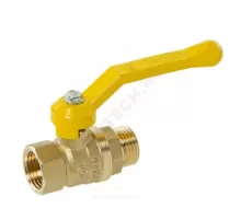 Кран шаровой латунь газ Стандарт 221 аналог 11б27п1 Ду 25 Ру40 ВР/НР рычаг желтый ГАЛЛОП 0115033