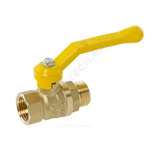 Кран шаровой латунь газ Стандарт 221 аналог 11б27п1 Ду 25 Ру40 ВР/НР рычаг желтый ГАЛЛОП 0115033