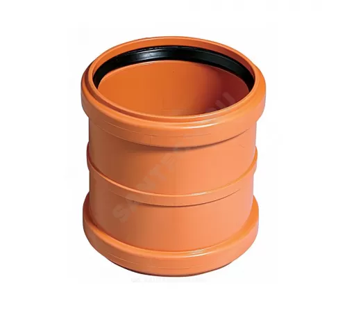 Муфта НПВХ двухраструбная коричневая Дн 110 б/нап соединительная в/к KGMM Ostendorf 220510