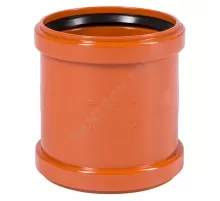 Муфта НПВХ двухраструбная коричневая Дн 110 б/нап соединительная в/к KGMM Ostendorf 220510