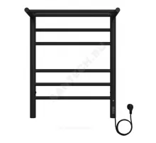 Полотенцесушитель электрический сталь Лесенка с полочкой 180 Вт 450х600мм 6П со встроенным диммером справа RAL 9005 (черный янтарь) матовый Аврора Терминус 4670078556912