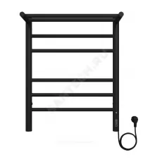 Полотенцесушитель электрический сталь Лесенка с полочкой 180 Вт 450х600мм 6П со встроенным диммером справа RAL 9005 (черный янтарь) матовый Аврора Терминус 4670078556912