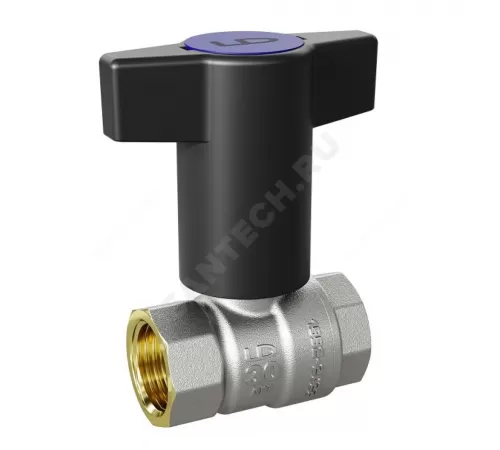 Кран шаровой латунь никель Pride Ду 15 Ру40 ВР с Т-рукояткой синей аналог 11б27п1 LD 47.340.15 B