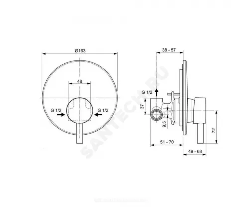 Смеситель встраиваемый для душа одноручный CERALINE Ideal Standard BD138XG